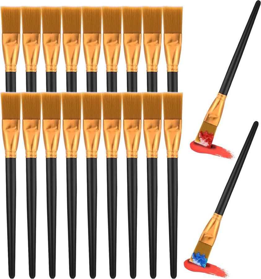 Penseelset nylon penselen 20-delig aquarel acryl platte penselen penselenset acrylverf fijne penselen acrylpenselen perfecte penselenset voor beginners kinderen schilderliefhebbers zwart