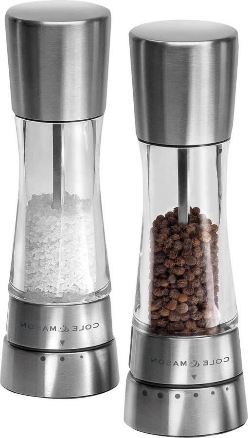 Peper en Zoutmolen Derwent Gourmet Precision+ Roestvrij Staal Acryl 190mm Cadeauset 2x Molens Levenslange Garantie H59408G