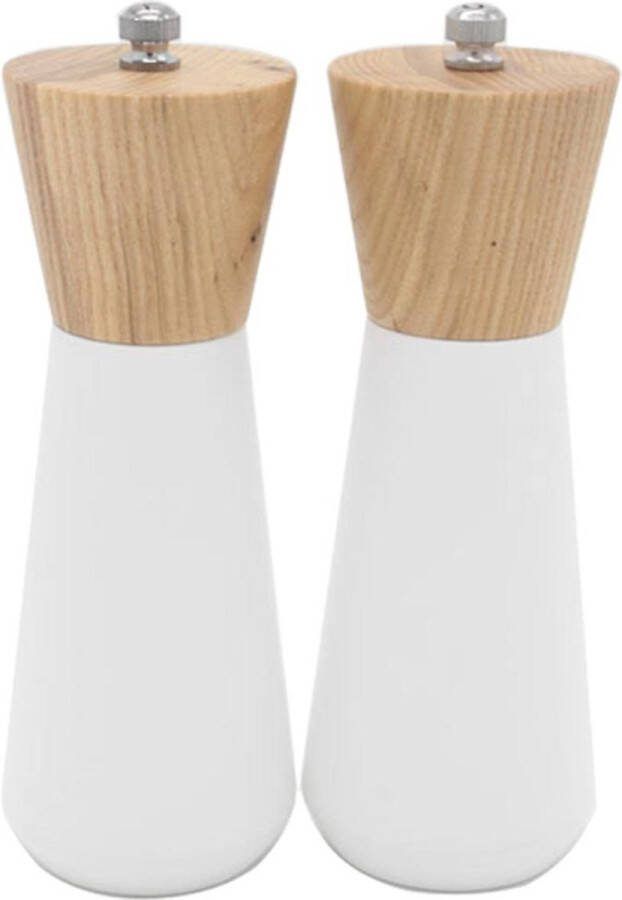 Peper en Zoutmolen set 17 CM Pepermolen Zoutmolen 2 stuks Hout- Wit Luxe kwaliteit Hervulbaar Barbecue BBQ accesoires Zout peper kruiden