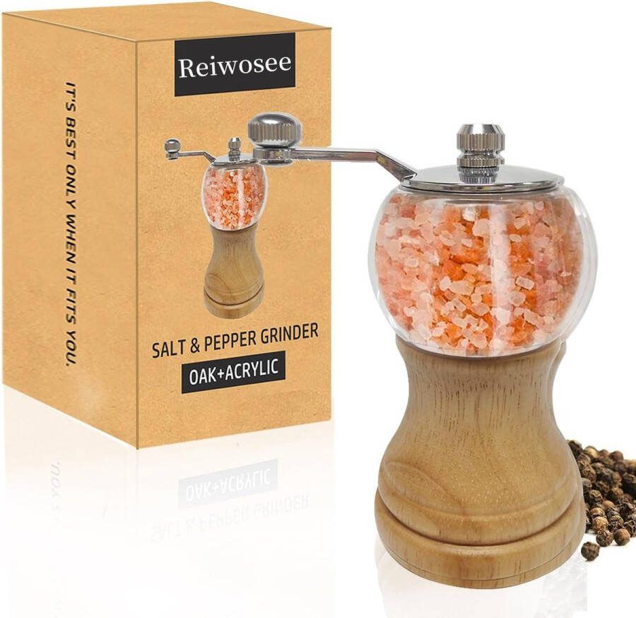 Peper- en zoutmolen set van 1 klassieke handshake-kruidenmolen EP-materiaal acryl keramische messen verstelbare grofmolen ook als chilimolen voor kruiden pepermolen