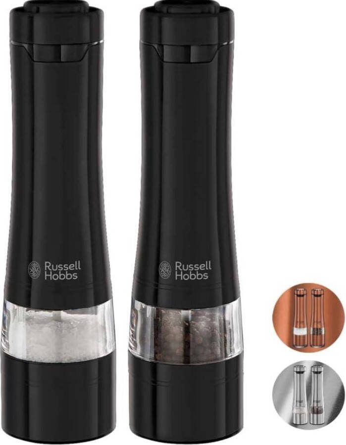 Peper- en Zoutmolen Zwart (Set Van 2 Electrische Keramische Maalmolens Zoutmolen Pepermolen Verlichte Voet