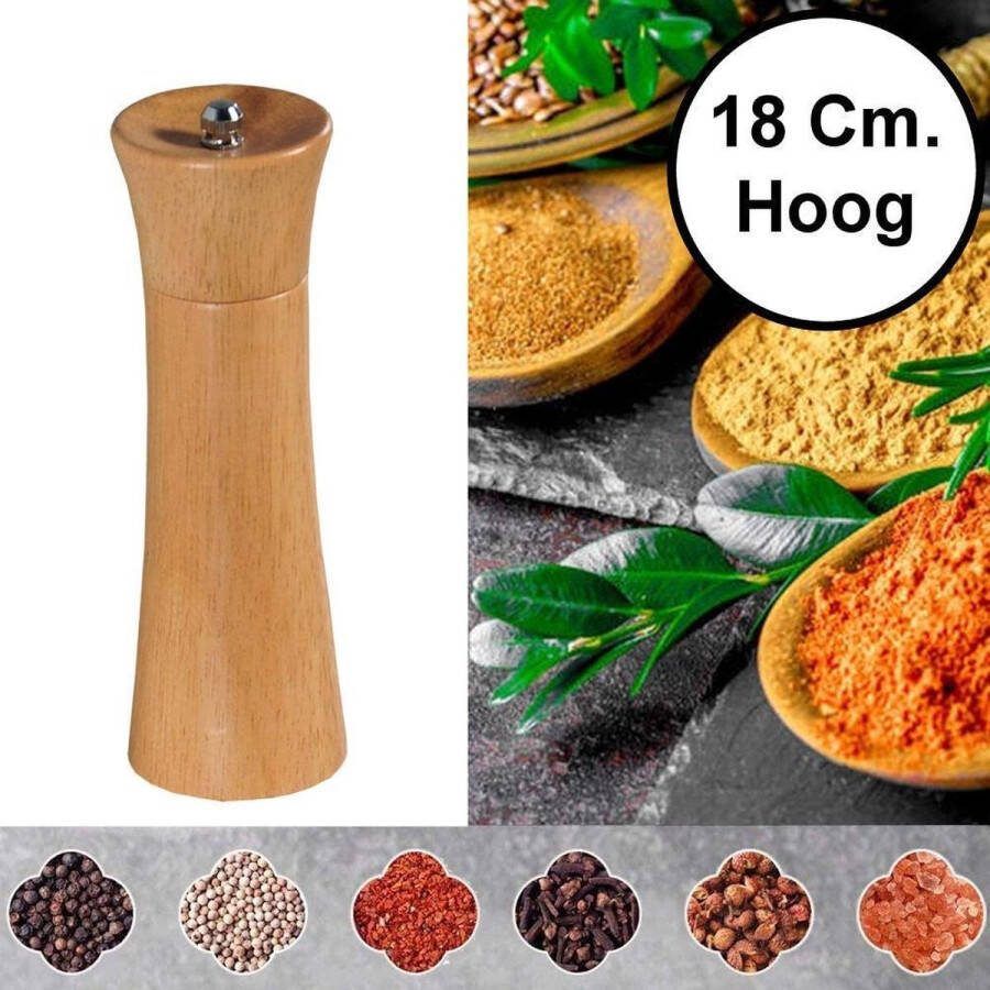Kesper Pepermolen Rubberhout Ø5.8 Hoogte: 18 Cm Zoutmolen en kruidenmolen Peper Zout Kruiden molen Keramisch maalwerk 18 Cm