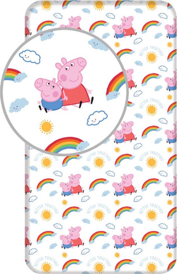 Peppa Pig Hoeslaken rainbow- Eenpersoons 90 x 200 cm Multi