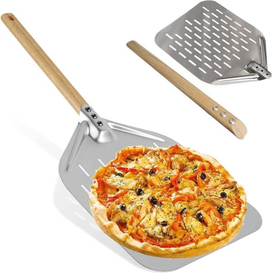 Perforated Pizza Shovel 30 cm Anti-scalding Handle Hard Anodized Aluminium Homemade Pizza Bread Cake