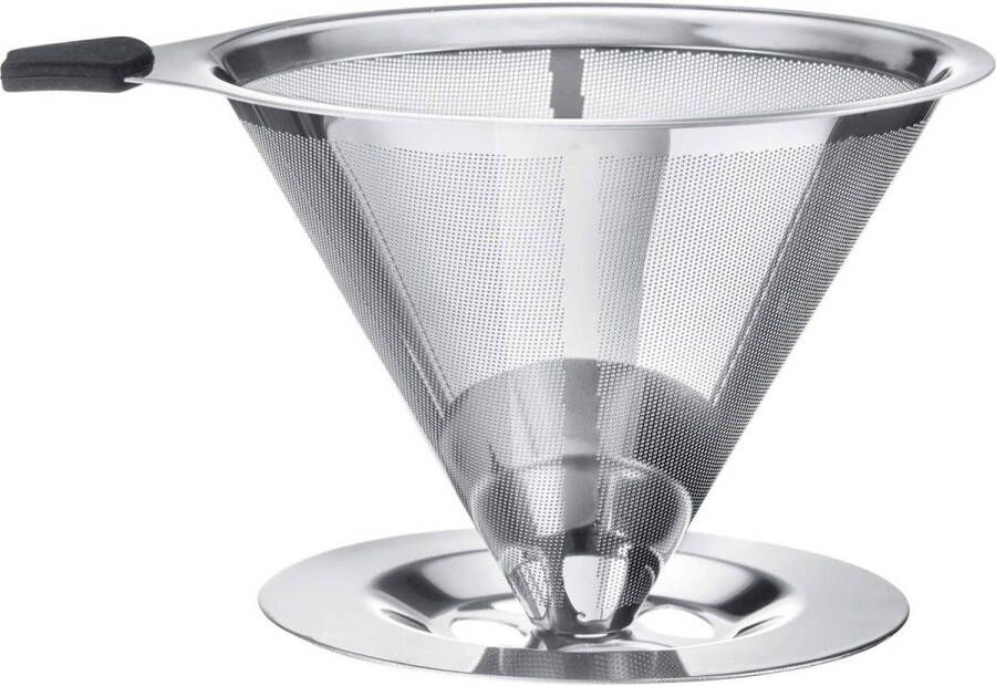 Permanente koffiefilter koffiedripper met bekerhouder Brasilia 10 cm 18 8 roestvrij staal 24502260 Coffee Strainer