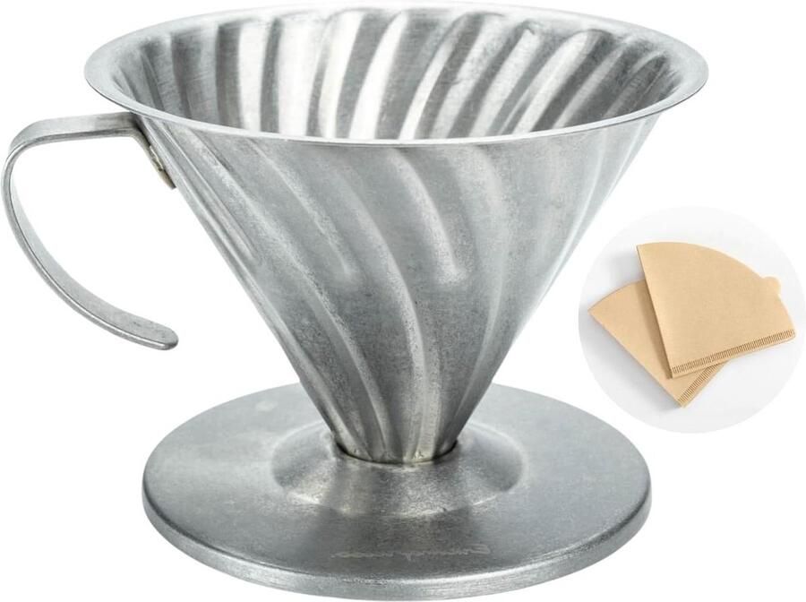 Permanente koffiefilterhouder industrieel retro filtermaat 4 roestvrij staal-kopjes-filter-antiek-handwerk