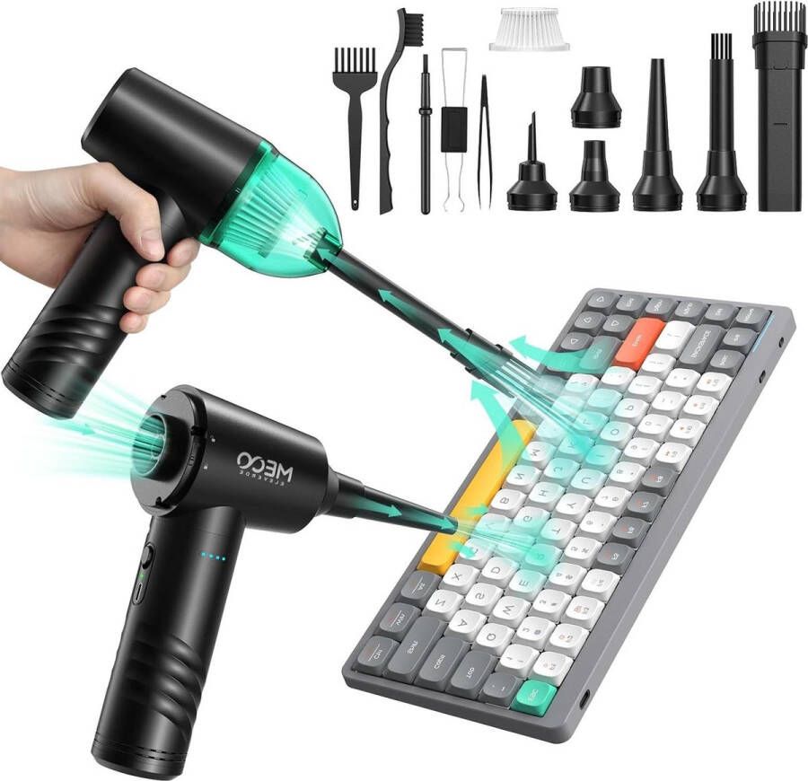 Persluchtstofzuiger Mini-stofzuiger 4in1 MECO 3-versnelling 110000 RPM Elektrische luchtventilator 13000 PA Toetsenbordreiniger Handstofzuiger Draadloze luchtstofdoek