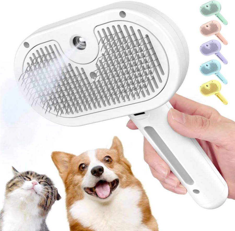 Pet Grooming Brush Pet Steam Massage Brush 3 in 1 Steam Cat Brush Antistatisch en vliegend haar Voor lang en kort haar en verwijdert verward los haar
