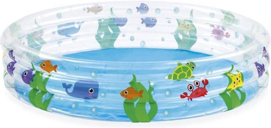 Peuter zwembad met glijbaan Opblaasbaar Kinderzwembad Rond Stevig Vinyl Onderwaterwereld Print vanaf 2 Jaar Peuter zwembad met glijbaan