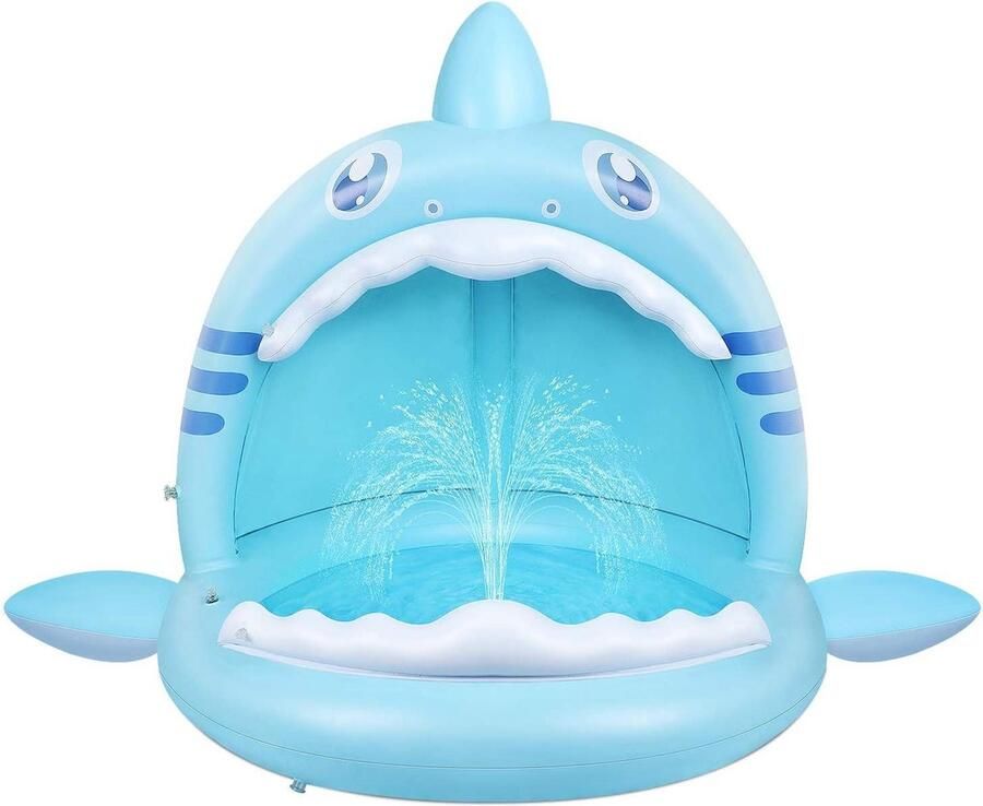 Peuter zwembad met glijbaan Shark Splash Pool speelcentrum draagbaar opblaasbaar kinderzwembad 3+peuters binnen- en buitenwater speelcentrum Peuter zwembad met glijbaan