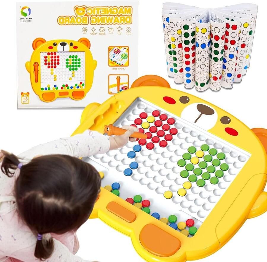 Peuterspeelgoed voor 3-6 jaar Montessori speelgoed magnetisch tekenbord doodle board met magnetische pen Kleurrijke kralen tekenblok Verjaardagscadeaus Tekenbord