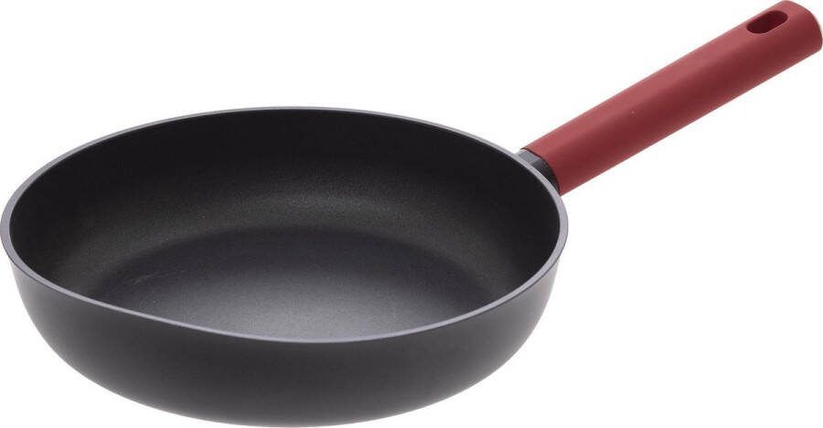 Secret de Gourmet PFAS Vrij Aluminium Koekenpan Anti-aanbak 24 cm zwart rood