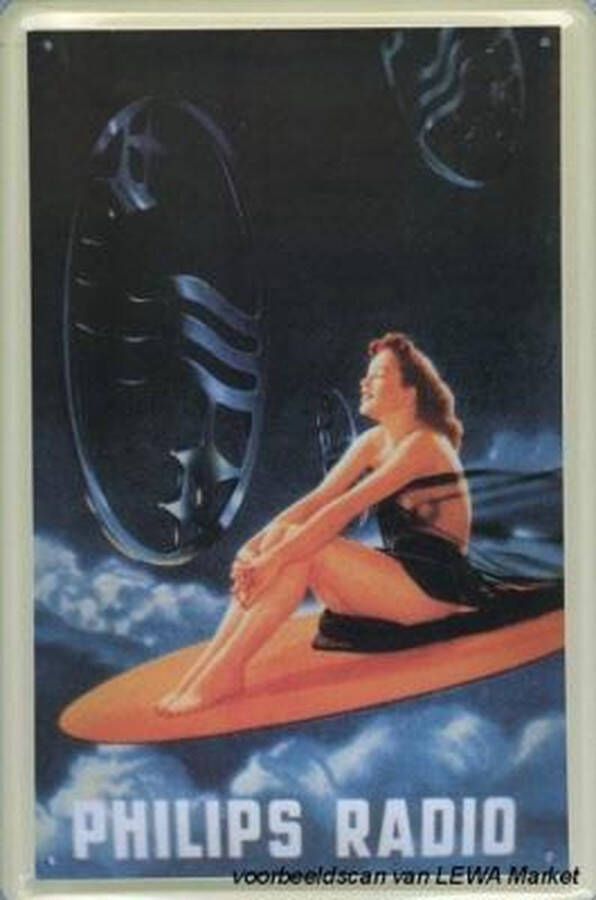 Philips Radio reclame Dame Surfplank reclamebord 10x15 cm