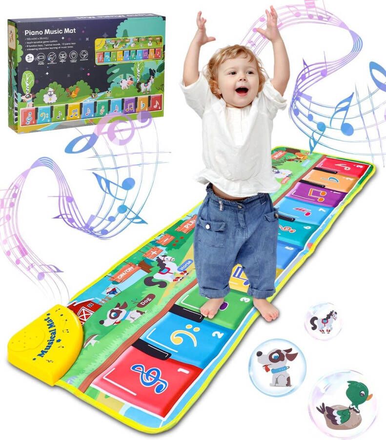 Pianomat voor kinderen Dansmat Speelmat Muziek Cadeaus voor jongens en meisjes 10 Pianotoetsen 110 x 36 cm