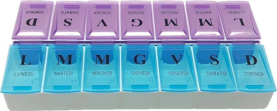 Pillendoosje voor wekelijkse tabletten met dagelijkse scheidingswand – opbergdoos voor medicijnen (05) van Ducomi