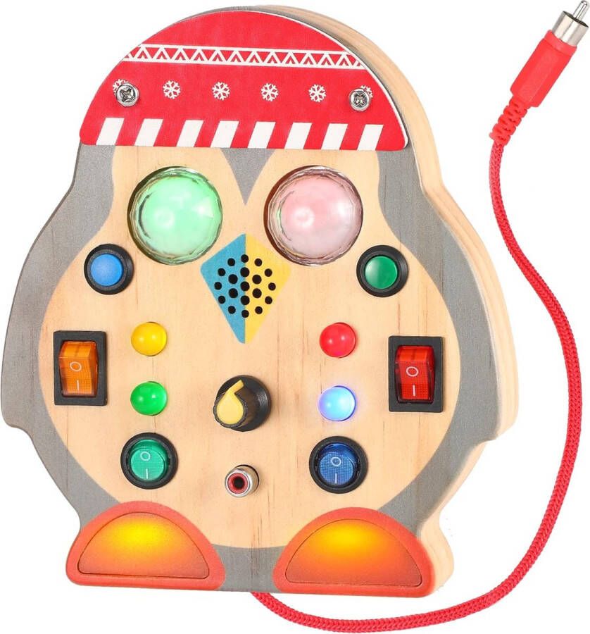 Pinguïn Busy Board Montessori Speelgoed met LED-verlichting en Geluiden Montessori Sensorisch Speelgoed Houten Speelgoed Kerstmis Kerst speelgoed Educatief Speelgoed Voor Kinderen