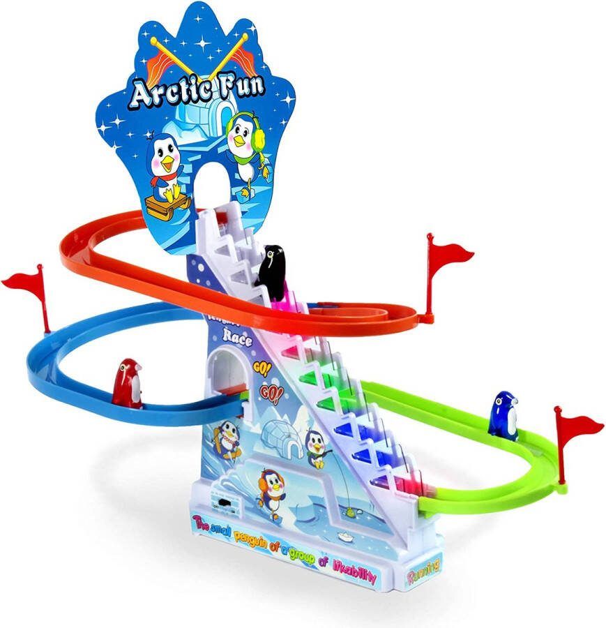 Pinguïn race glijbaan speelgoed penguin track set race baan 42CM (incl. batterijen)