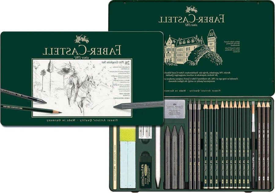 Pitt Graphite Set in metalen etui groot 26-delig tekenpotlood schets set Tekendoos