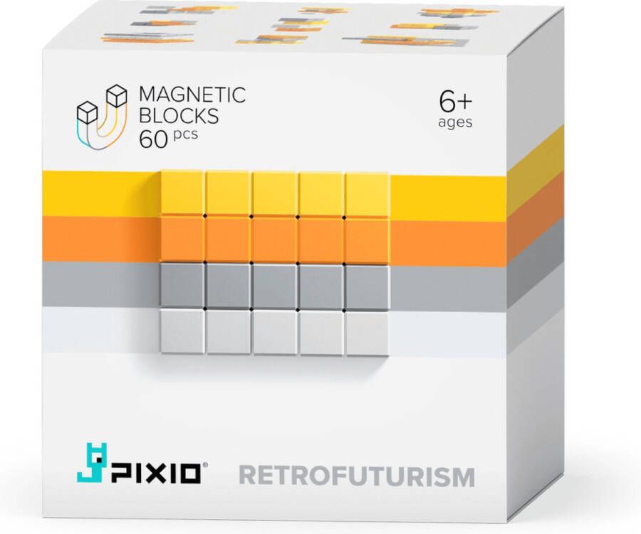 PIXIO Magnetic Blocks Abstract Series -Retrofuturism 4 kleuren 60 blokken