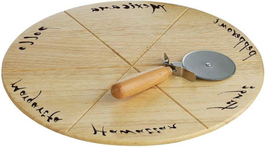 Pizza Board set Rubberhouten board met pizzasnijder Premier Housewares Keukengerei pizza cutter