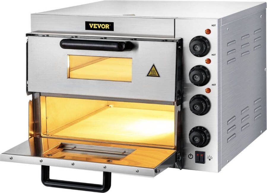 Pizza oven Pizzaovens Pizzaoven Voor 35.5 cm 14 pizza Roestvrijstaal Elektrische Pizzaoven -3000W met 3 Temperatuurknoppen en Tijdinstelling functie Thuis Horeca Bakkerij Snackbar