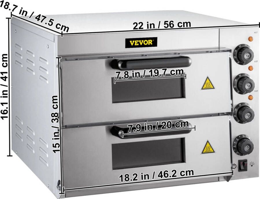 Pizza oven Pizzaovens Pizzaoven Voor 35.5 cm 14 pizza Roestvrijstaal Elektrische Pizzaoven -3000W met 3 Temperatuurknoppen en Tijdinstelling functie Thuis Horeca Bakkerij Snackbar