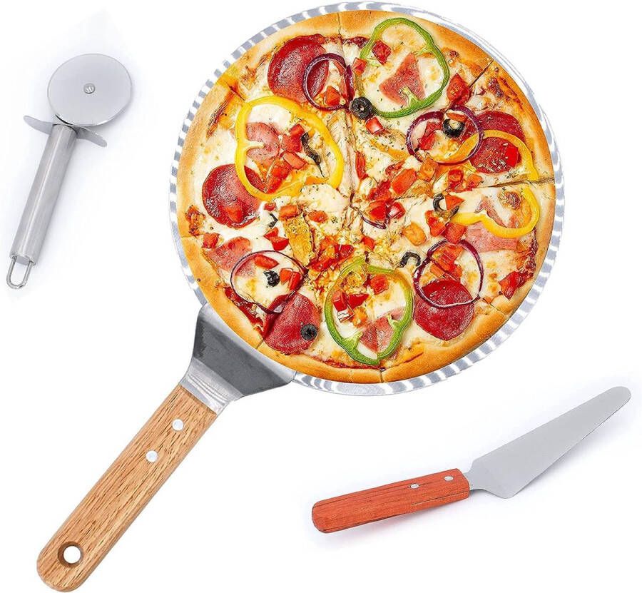 Pizza Set 3 stuks pizzabijder pizza schep pizzasnijder taarten accessoires cake gebak