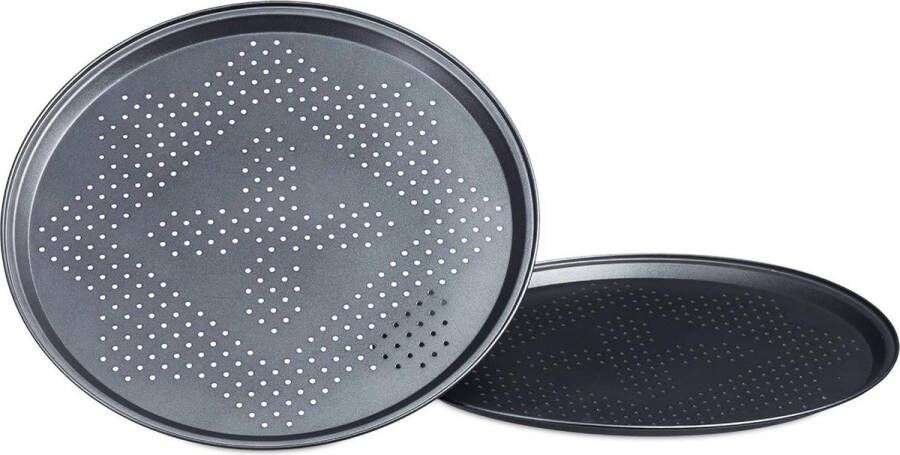 Pizzabakplaten set diameter ca. 29 cm pizza en flammkuchen bakset met perforatie antraciet