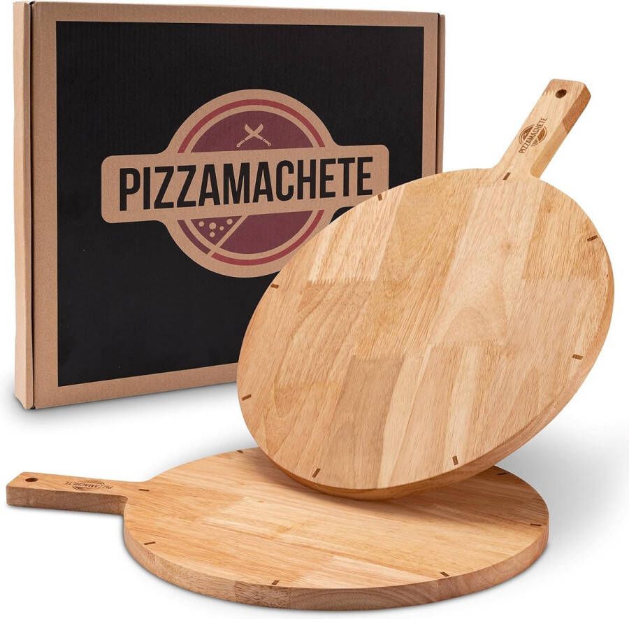 Pizzabord hout pizzaplank van rubberhout pizza-accessoires voor thuis pizzasnijplank rond pizzaplaat voor pizza foccacia of brood pizza-houten plank 30 5 cm set van 2