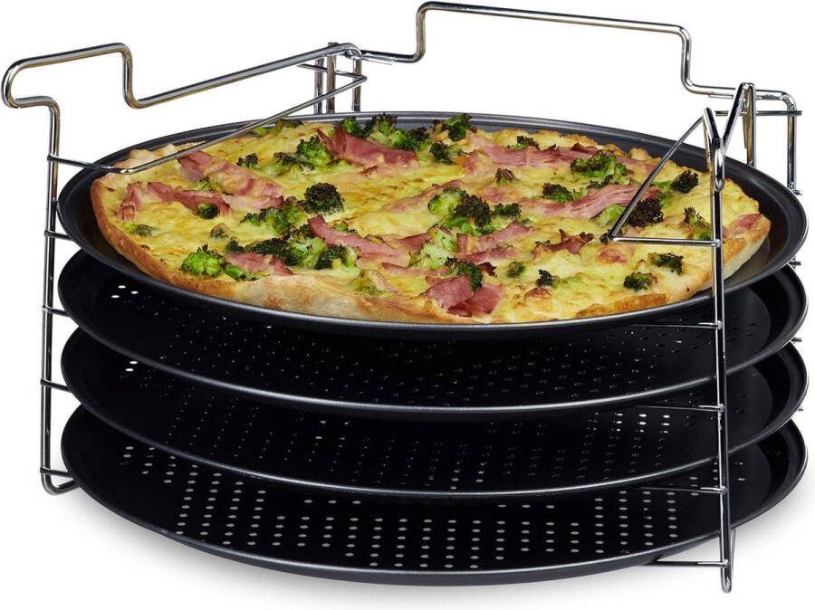 Pizzaplaat 20 x 32 x 32 cm Bakplaat pizza 270°C antiaanbaklaag antraciet