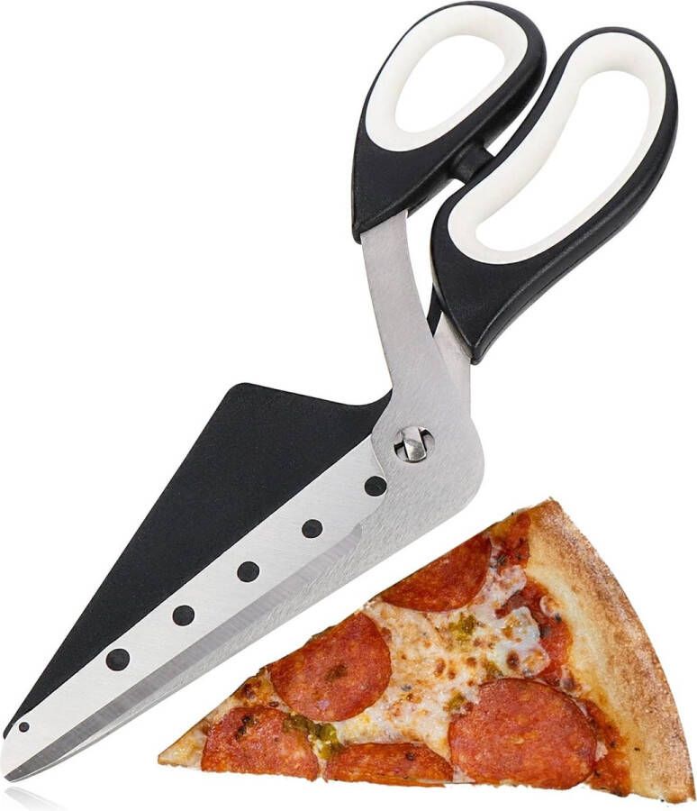 Pizzaschaar met serveerblad pizzasnijder met roestvrijstalen messen en geïntegreerde pizzaschep (1x pizzaschaar 27 cm)