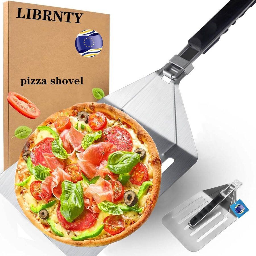 Pizzaschep geperforeerd pizzaschep grill pizzaschep van roestvrij staal 430 pizzaschep voor de grill of oven met praktische inklapbare handgreep voor thuis keuken accessoire