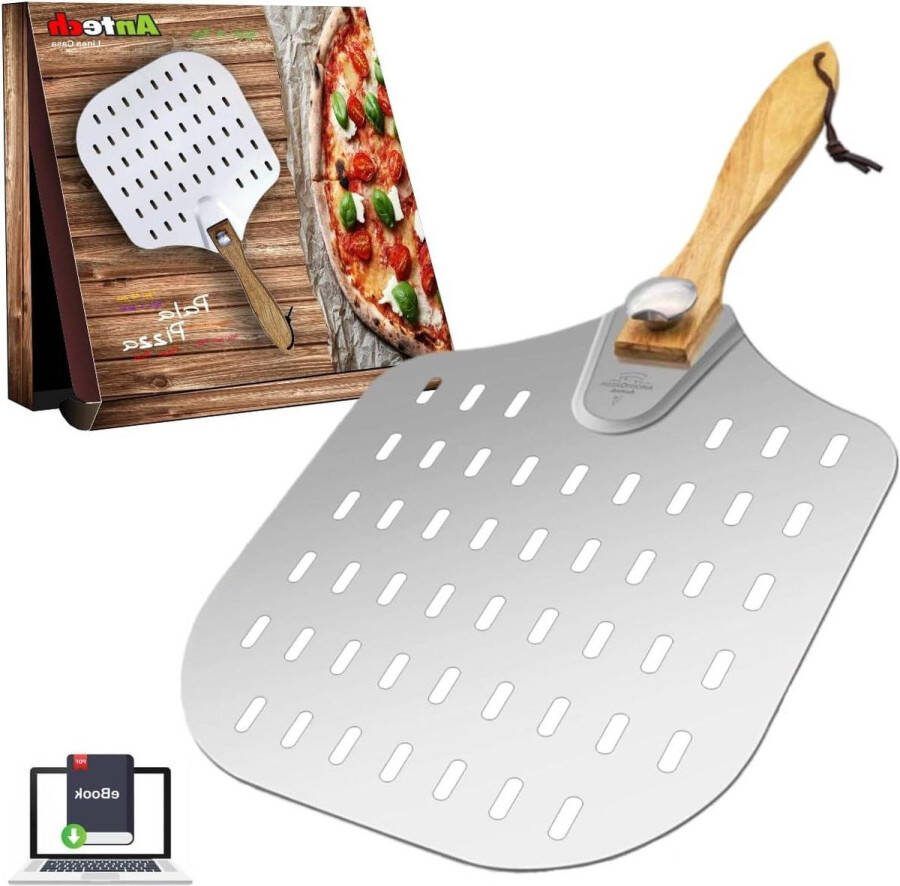 Pizzaschep perforatie schep van dik aluminium afneembaar houten handvat beste pizzabakjes focaccia ontwikkeld