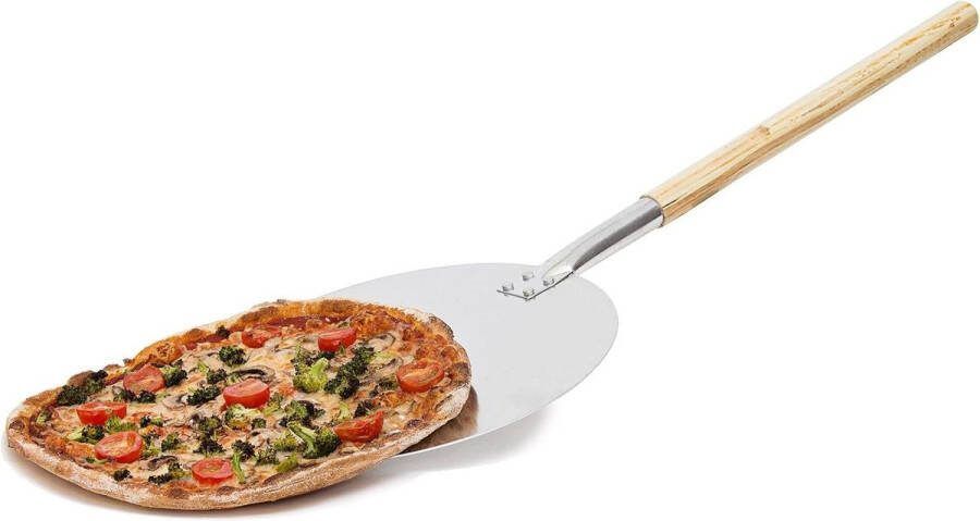 Pizzaschep rond professionele pizzaspatel voor taart aluminium Ø 30cm beige zilver
