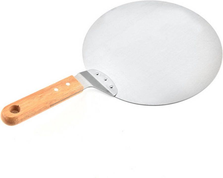 Pizzaschep ronde pizzaschep met houten handvat en roestvrijstalen metalen bakje voor zelfgemaakte pizza's
