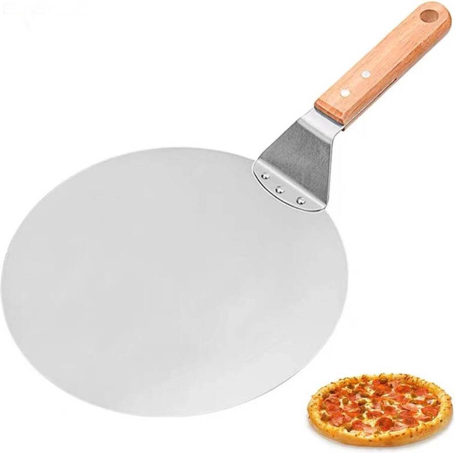 Pizzaschep van food grade roestvrij staal met 22 cm houten handvat 25 5 x 25 5 cm 10 inch pizza voor het bakken van handgemaakte pizza verfijnde pizza-ovenaccessoires