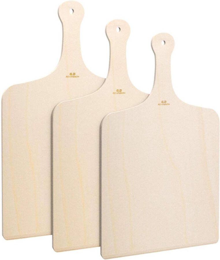 Pizzaschep van Hout Set van 3 Houten Pizza Peels met Handvat Pizzaschep