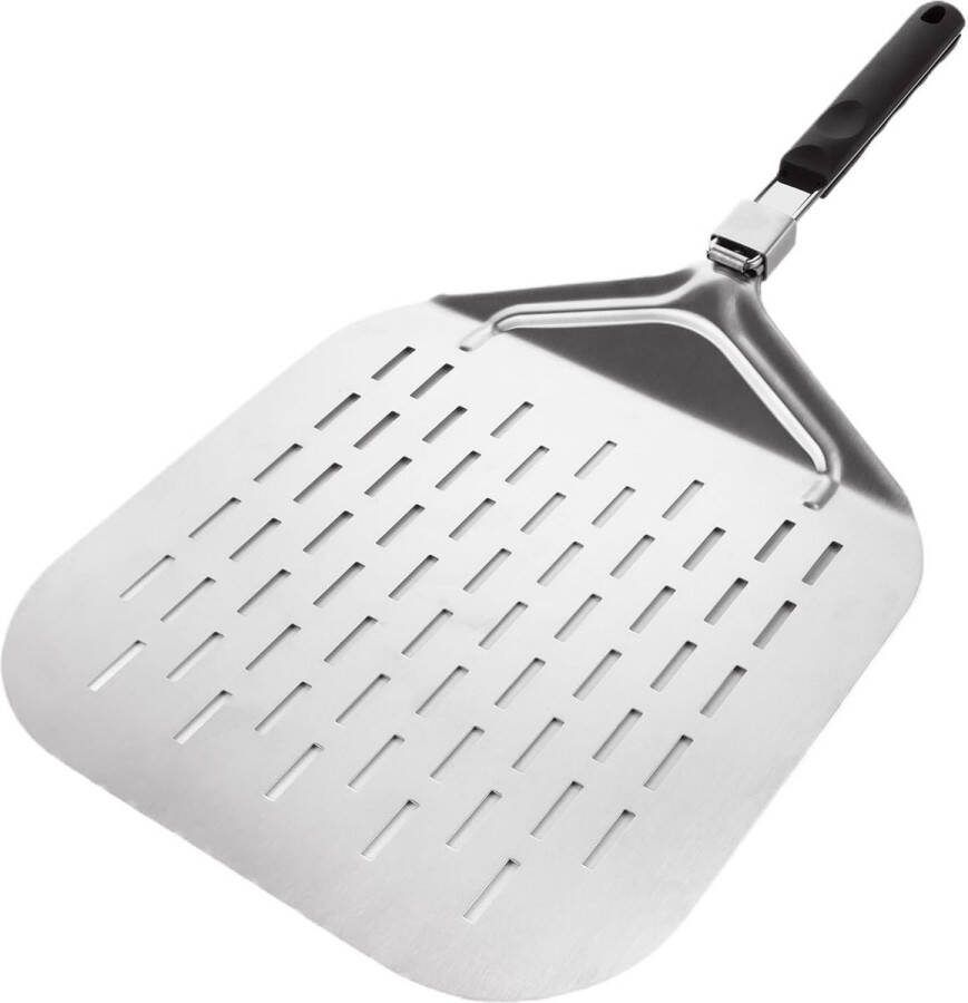 Pizzaschep van roestvrij staal 32 7 x 6 x 42 5 cm opvouwbaar geperforeerd zilverkleurige pizzaschep voor pizza brood zelfgemaakte