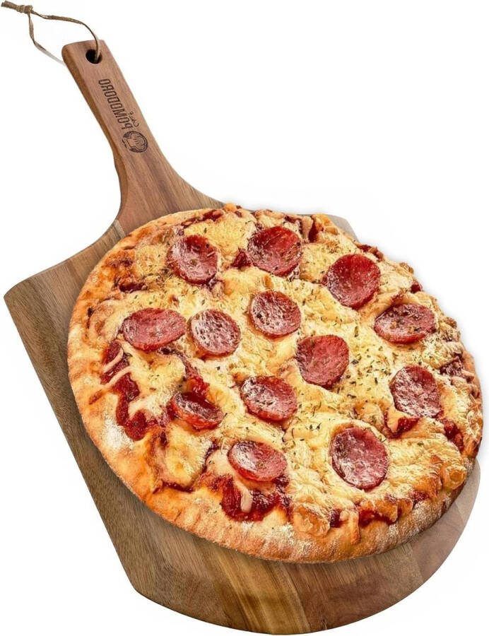 Pizzaschuiver 30 cm acaciahouten pizzaschep met lange handgreep voor extra bescherming tegen verbranding Lichtgewicht en eenvoudig in gebruik Perfect als ovenaccessoire Pizzaschep