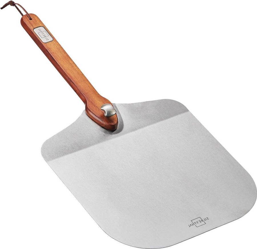 Pizzaschuiver 30 cm roestvrij staal geschikt voor brood pizzaschep met acaciahouten handvat