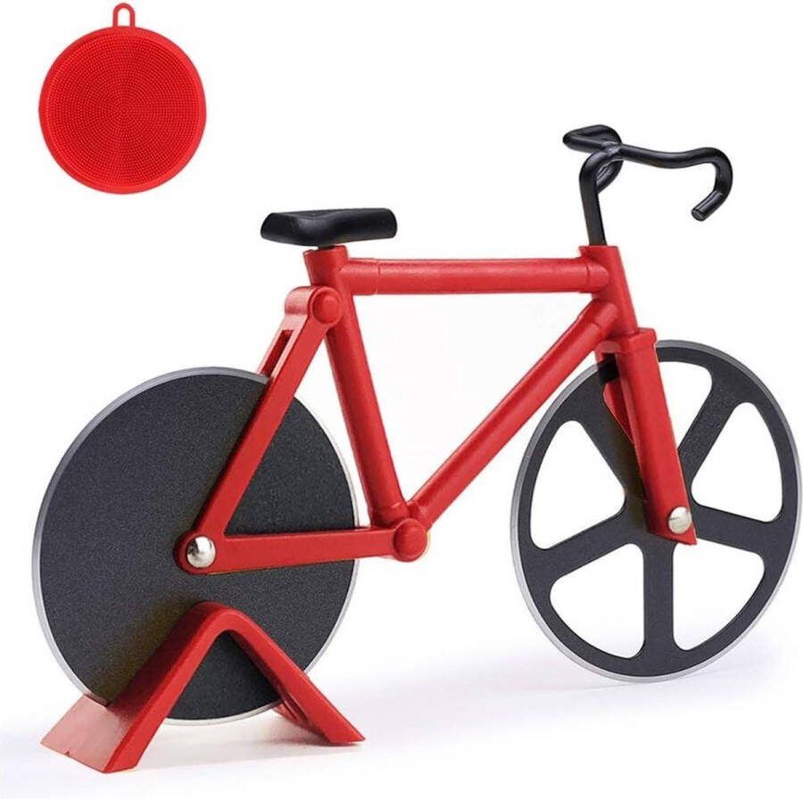 Pizzasnijder 100% voedselkwaliteit anti-aanbaklaag roestvrij staal dubbel snijmes professionele uitvoering feestjes kerstcadeau rood pizza cutter