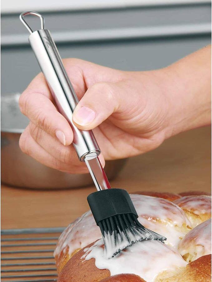 Pizzasnijder 19 8 cm deelgraad coating & Profi Plus siliconen bakkwast 20 cm Cromargan roestvrij staal deels gematteerd siliconen borstels marinadekwast vaatwasmachinebestendig