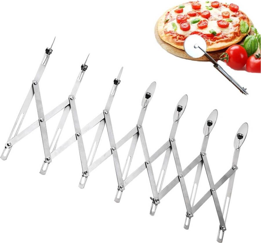 Pizzasnijder 7-wiel pizzaroller 430 roestvrij staal multifunctionele meerwielige pizzasnijder gebak-cake-baksnijder zeven ronde snijder voor pizza cake wafels en deegkoekjes