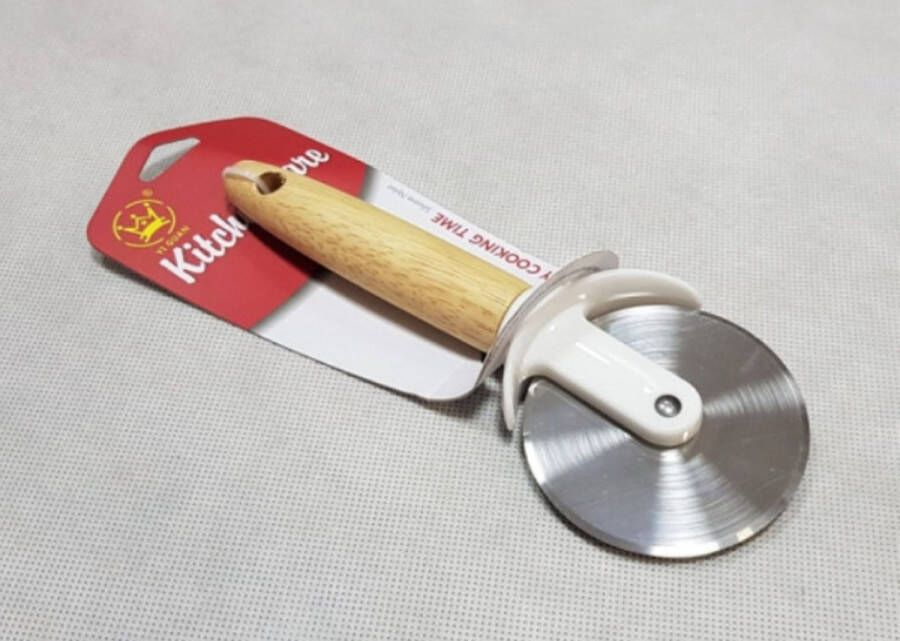 Pizzasnijder Degelijk goede kwaliteit wiel van 8cm Pizza Houten handvat RVS wiel