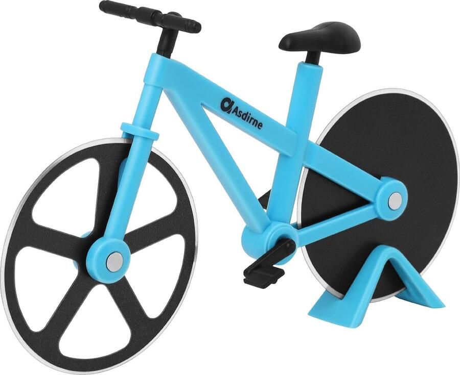 Pizzasnijder Fietspizzasnijder Wiel Antiaanbaklaag Roestvrij staal Superscherpe messen Nieuwigheidsgeschenk 19 cm Blauw
