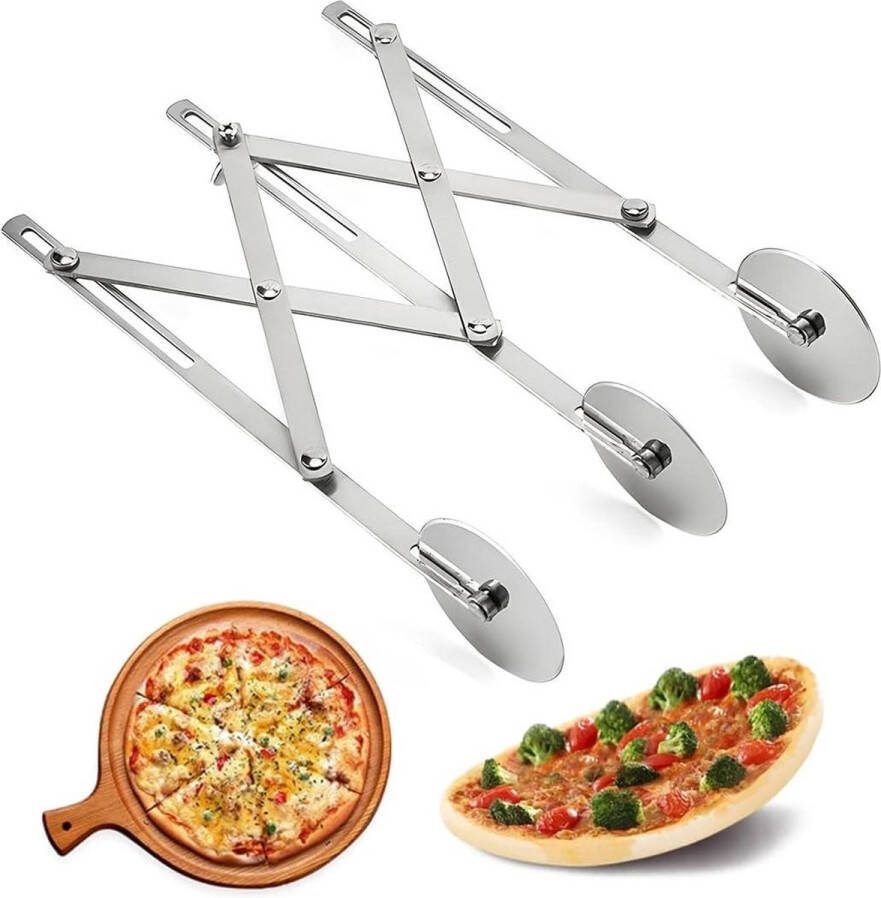 Pizzasnijder met 3 wielen Roestvrij staal Deegsnijder roller Baksnijder Keukenbenodigdheden