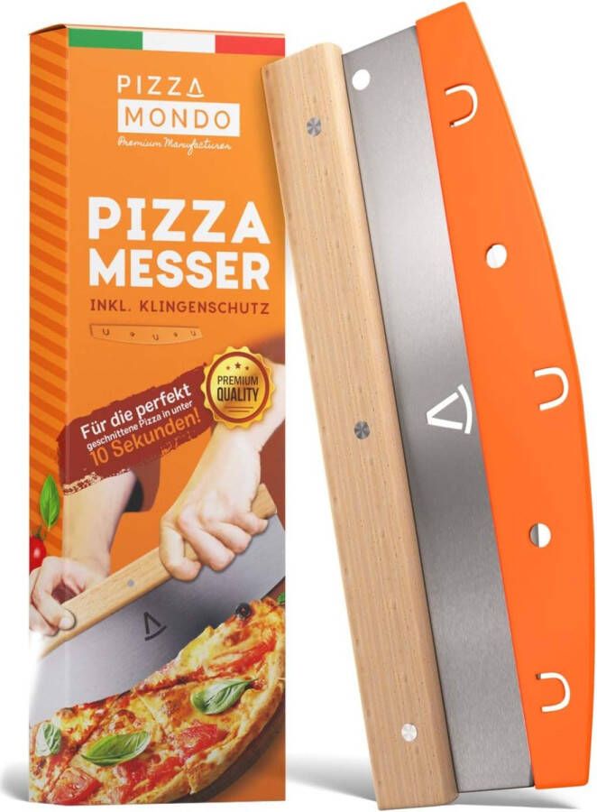 Pizzasnijder professionele pizzames (pizzasnijder) effectiever dan pizzaroller Premium pizzasnijder van roestvrij staal 32 cm met houten handvat snel en gelijkmatig snijden