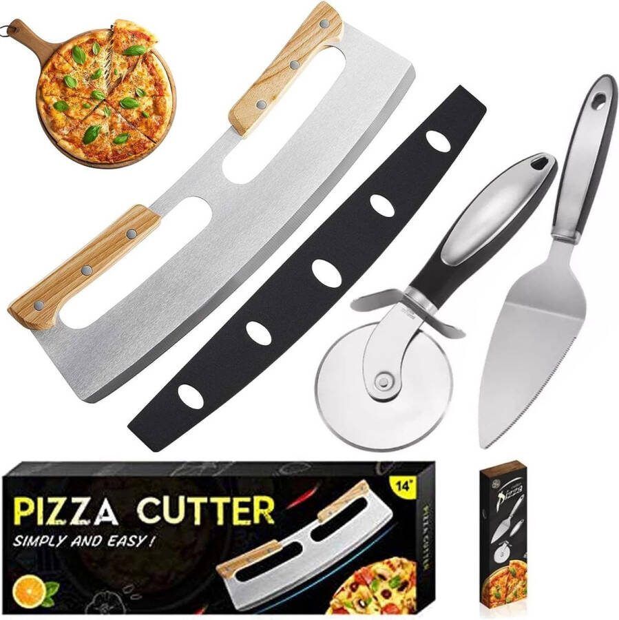Pizzasnijder roestvrij staal met houten handvat pizzasnijder van roestvrij staal professionele pizzames geschikt voor pizza cake wafels