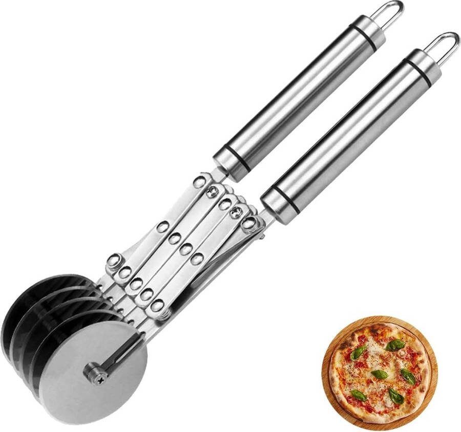 Pizzasnijder snijmes van roestvrij staal meerronde deegsnijder roller pizzasnijder gebak-baksnijder voor keukenbakken (5 wielen)