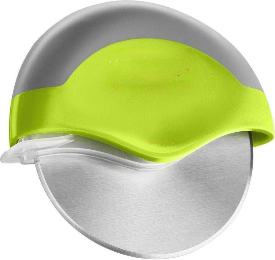 Pizzasnijder van roestvrij staal ergonomische rubberen handgreep eenvoudig te bedienen groen super scherp met lemmetbescherming pizzasnijder